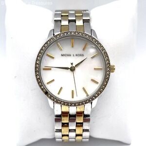 Michael Kors Women's Darci Watch MK-3139 Two-Tone Mother of Pearl Crystal Bezel